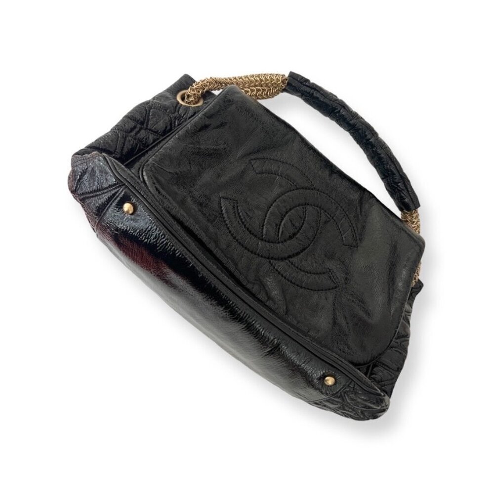 Chanel Rodeo Vinyl Flap Bag in black